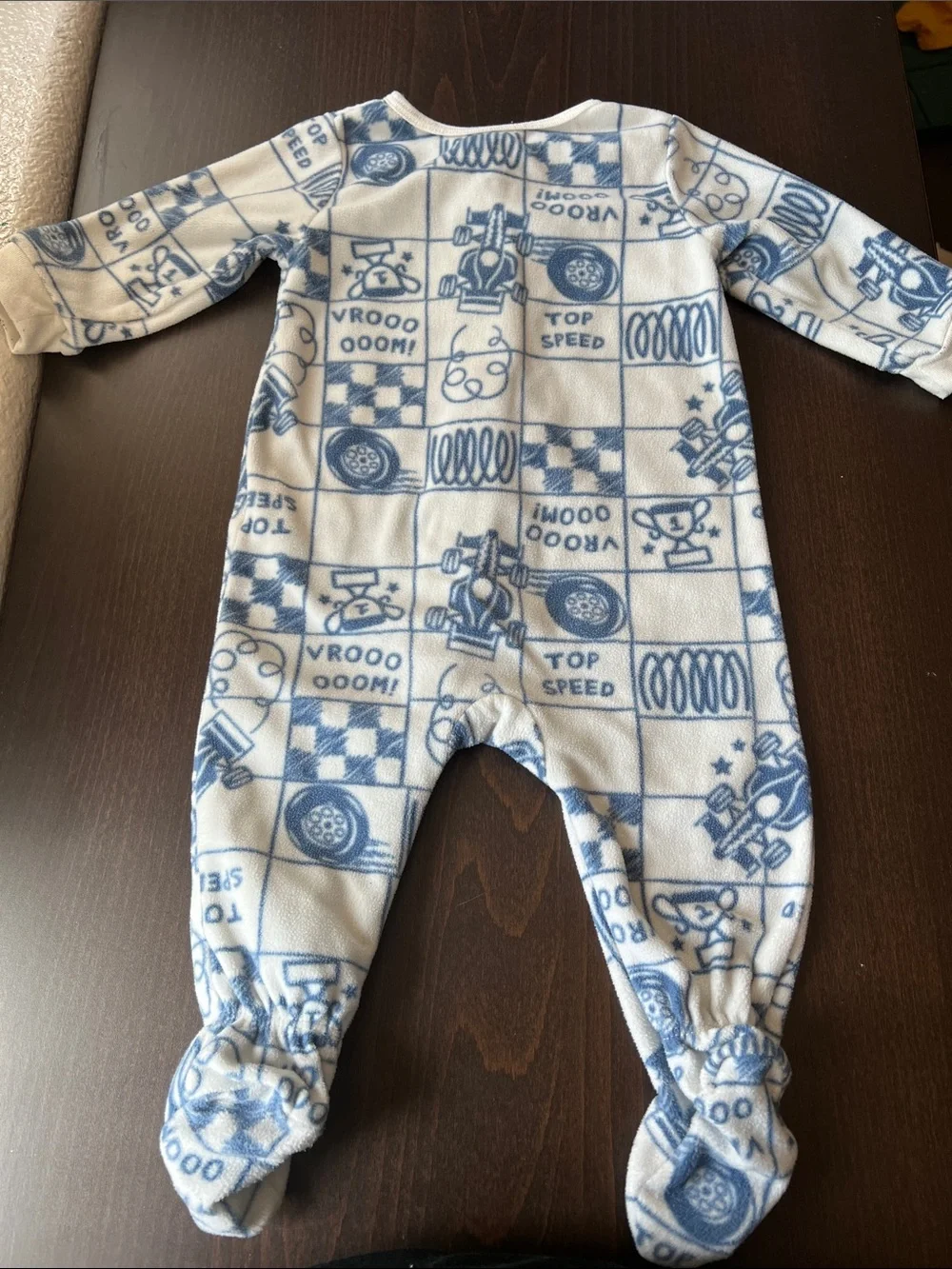 Kids Headquarters Blue Printed Fleece Footed One-Piece